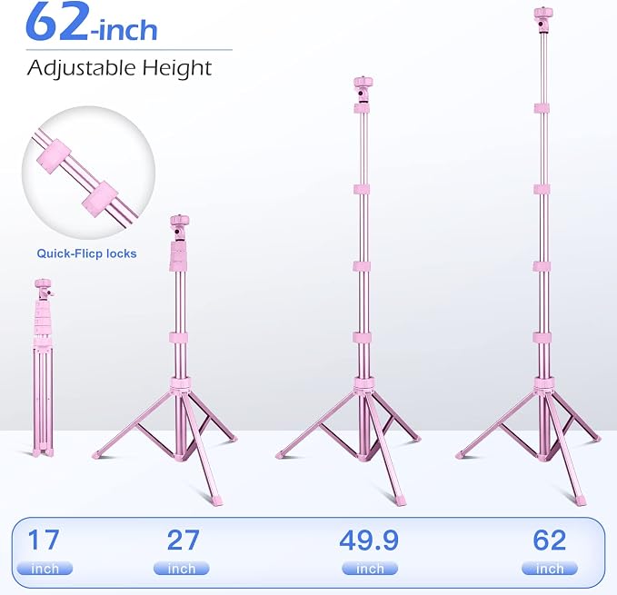 Sensyne 62" Phone Tripod & Selfie Stick, Extendable Cell Phone Tripod Stand with Wireless Remote and Phone Holder, Compatible with iPhone Android Phone, Camera