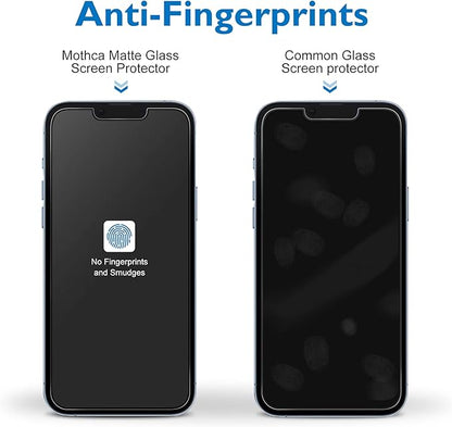 Mothca 2 Pack Matte Glass Screen Protector for iPhone 14 with 2 Pack Camera Lens Protector, Anti-Glare & Anti-Fingerprint Tempered Glass Clear Film