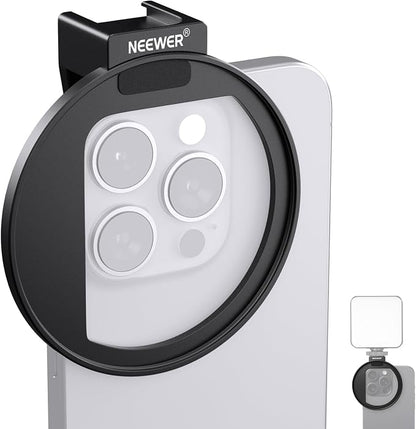 NEEWER 67mm Phone Filter Mount, Adjustable Threaded Lens Filter Clip with Cold Shoe Mount Compatible with iPhone 17 16 15 Pro Max Plus 14 13 Samsung Galaxy S25 Ultra S24, LA006