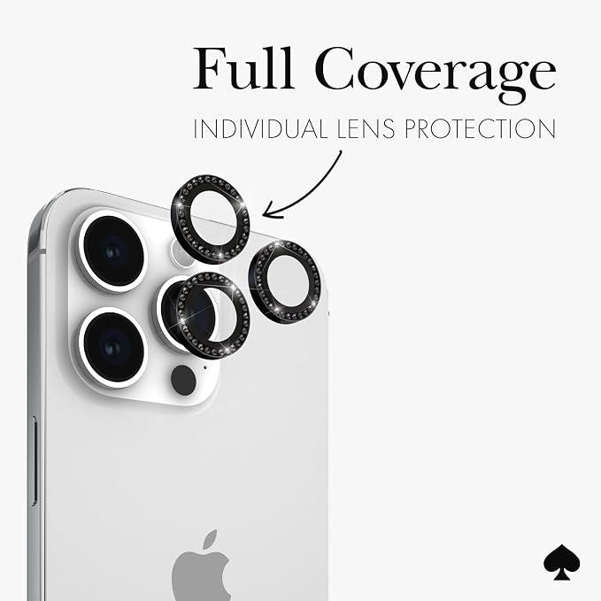 kate spade new york iPhone 15 Pro/iPhone 15 Pro Max Camera Lens Protector with Aluminum Ring - Set in Stone Nightfall
