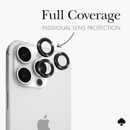 kate spade new york iPhone 15 Pro/iPhone 15 Pro Max Camera Lens Protector with Aluminum Ring - Set in Stone Nightfall