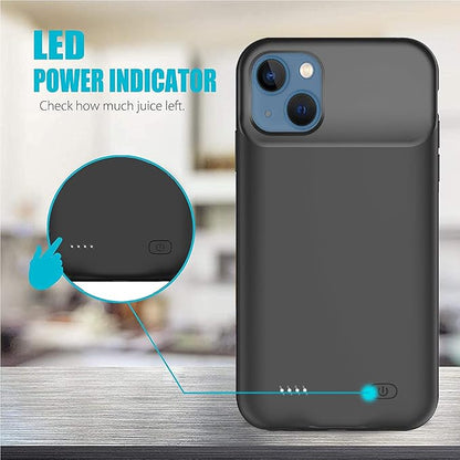 Battery Case for iPhone 13, 7000mAh Ultra-Slim Portable Charger Case Rechargeable Battery Pack Charging Case Compatible with iPhone 13 (6.1 inch)-Black