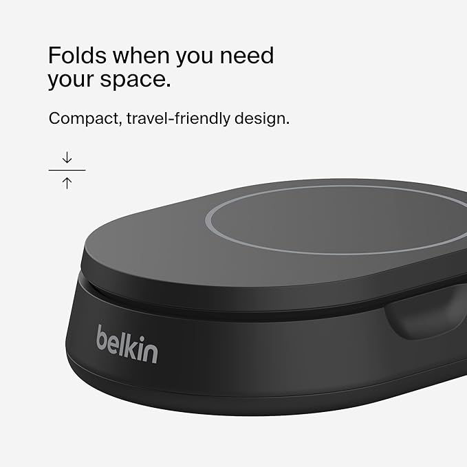 Belkin Convertible Magnetic Charging Stand 15W - MagSafe-Compatible Qi2-Certified Wireless Charging Station, iPhone Charger for Apple iPhone 16 Series, Airpods Pro, & More - Black (No PSU Included)