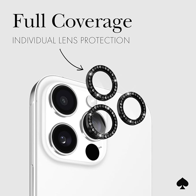kate spade new york iPhone 16 Pro Max/iPhone 16 Pro Camera Lens Protector with Aluminum Ring - Set in Stone Nightfall