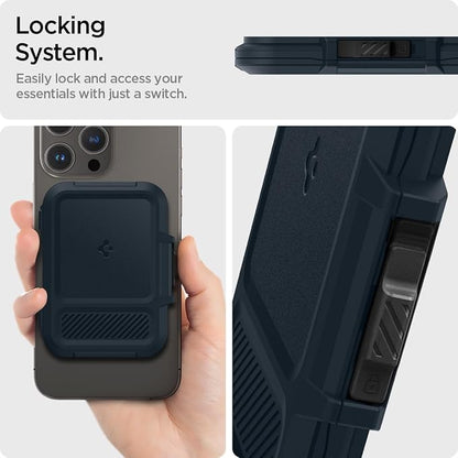 Spigen for MagSafe Wallet, Heavy Duty Hardshell Magnetic Card Holder Compatible with iPhone 17/16/15/14/13/12 Pixel 10 Series MagSafe-Cases Pixelsnap Holds 5-6/7-8 Cards