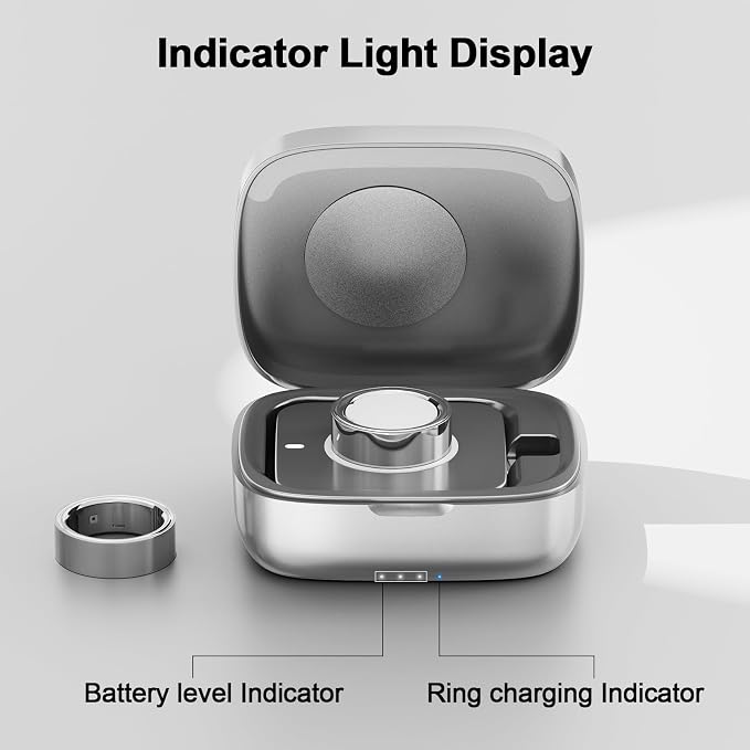 Wireless Charging Case for Oura Ring Gen 4 & 3 Charger, 1000mAh Portable Travel Power Station Fits All-Sized Oura Ring 4 & 3, 30-Day Runtime (Official Charger NOT Included)(Silver)