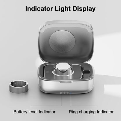 Wireless Charging Case for Oura Ring Gen 4 & 3 Charger, 1000mAh Portable Travel Power Station Fits All-Sized Oura Ring 4 & 3, 30-Day Runtime (Official Charger NOT Included)(Silver)