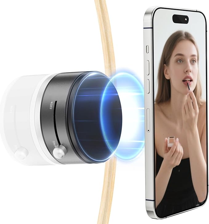pop-tech Magnetic Vacuum Suction Mirror Phone Holder (Smooth Mirror Surface Only), Gym Bathroom Kitchen Shower Phone Mount for Magsafe iPhone Android Makeup, Selfies, Videos