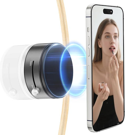 pop-tech Magnetic Vacuum Suction Mirror Phone Holder (Smooth Mirror Surface Only), Gym Bathroom Kitchen Shower Phone Mount for Magsafe iPhone Android Makeup, Selfies, Videos