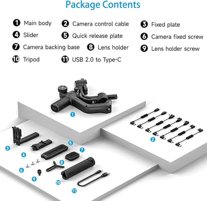 FeiyuTech SCORP 2 Built-in AI Tracker 3-Axis Gimbal Stabilizer for DSLR & Mirrorless Cameras,1.3'' Touch Screen, 5.5lbs Paylaod,13 Hours Battery Life,Quick USB-C Charge,for Sony/Canon/Nikon/Fujifilm