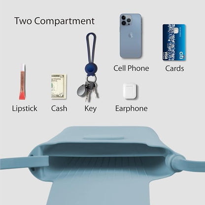 Bone Crossbody Phone Bubble Bag 1, Cell Phone Purse with Shock-Absorbing Design & Magnetic Closure, Adjustable Silicone Shoulder Lanyard Strap (Morandi Blue)