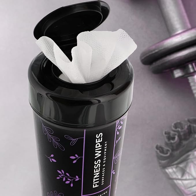 Wipex Yoga Mat Cleaner & Fitness Gym Wipes - Natural Lavender & Vinegar - 75 Count for Cleaning Yoga Mats, Spinning & Peloton Bikes, Weight Machines & Surfaces - 12 Pack Case
