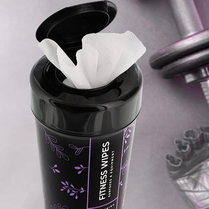 Wipex Yoga Mat Cleaner & Fitness Gym Wipes - Natural Lavender & Vinegar - 75 Count for Cleaning Yoga Mats, Spinning & Peloton Bikes, Weight Machines & Surfaces - 12 Pack Case