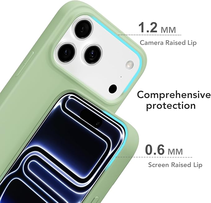 for iPhone 17 Pro Case Silicone Compatible with Magsafe Case, Ultra Slim Thin Magnetic Phone Cases Mag Safe, Cute Soft Rubber Gel TPU Matte Plain Wireless Charging Cover for Women, Sage Green