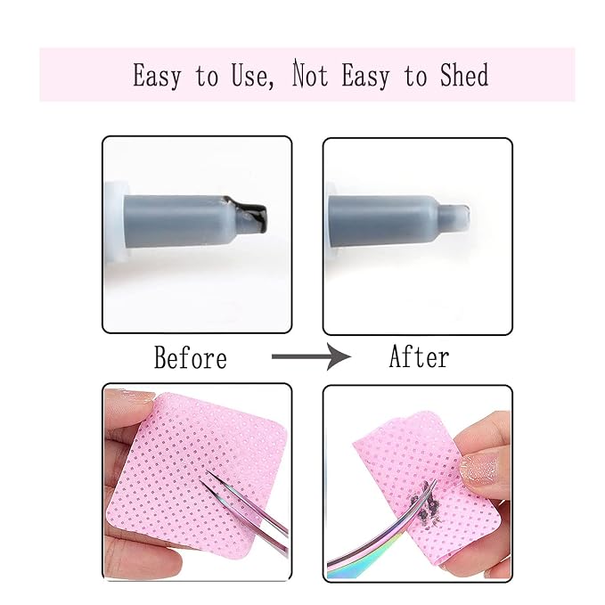 Lint Free Nail Wipes, 1200Pcs Pink Eyelash Extension Glue Cleaning Wipes, Absorbent Soft Non-Woven Fabric Gel Nail Polish Remover Pads, No Lint Nail Cotton Pads for Eyelash Extensions Nails Lash Glue