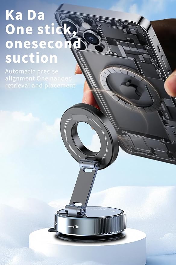 Car Phone Holder for Magsafe,360°Nano Gel Vacuum Magnetic Phone Holders for Your Car,[108+LBS Suction & 2800 gf Magnetic] Perfect for iPhone 17/Air/16/15/14/13/12 pro,Android
