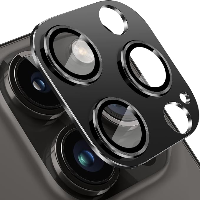 for iPhone 13 Pro and iPhone 13 Pro Max Camera Lens Protector, Anti-Scratch Tempered Glass Camera Screen Protector Shockproof Full Protective Camera Cover Case Friendly Lens Cover-Black