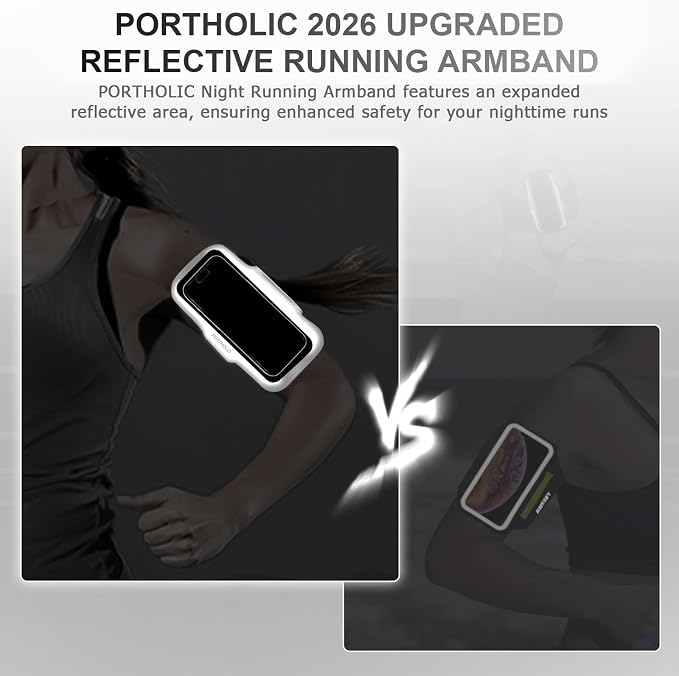 PORTHOLIC 2025 Running Armband Water Resistant Sports Phone Holder Case with Extension Strap, Key Card Slot Up to 6.9" Phone for iPhone 17/16/15/14/13 Plus Air Pro Max XR/XS, Galaxy S25/24/S10