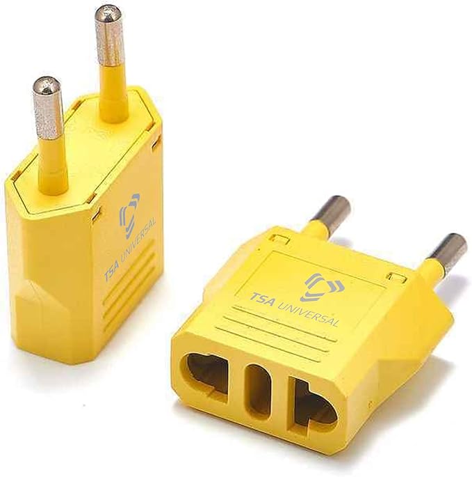 United States to Indonesia/Bali Travel Power Adapter to Connect North American Electrical Plugs to Indonesian Outlets for Cell Phones, Tablets, eReaders, and More (2-Pack, Yellow)