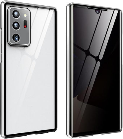 for Samsung S24 Ultra Magnetic Tempered Glass Double-Sided Phone Case, Anti peep Adsorption Cover, 360 Full Body Protection Magnetic Phone Case for Samsung Note Series (S25Ultra,Silver)