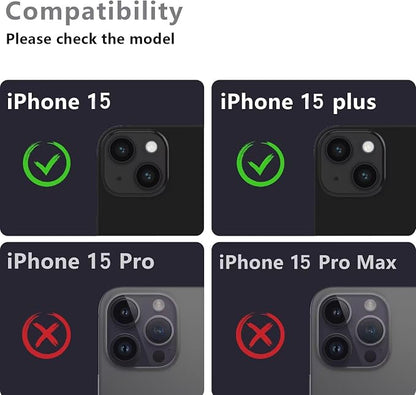 AFARER 2 Pack Camera Lens Protector for iPhone 15/15 Plus Metal Camera Cover with 9H Tempered Glass Screen Protector Accessories,[Drop Protection]-Blue