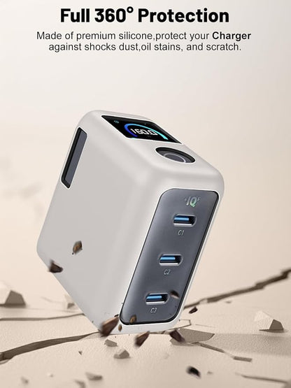 Silicone Protective Case for Anker Prime 160W USB-C Charger , Full-Body Protective Cover with Precise Cutouts, Shockproof Dustproof Charging Block Protector Sleeve & Scratch-Resistant Sleeve (Grey)