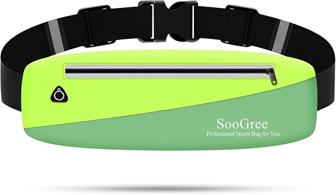 SooGree Slim Fanny Packs for Women Men,Waterproof Waist Pack with Reflective Strip Adjustable Strap,Running Belt for Sports Workout Cycling Hiking, Casual Hands-Free Wallets Phone Bag