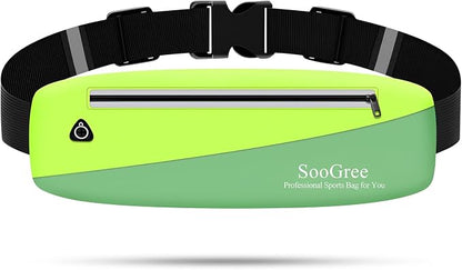 SooGree Slim Fanny Packs for Women Men,Waterproof Waist Pack with Reflective Strip Adjustable Strap,Running Belt for Sports Workout Cycling Hiking, Casual Hands-Free Wallets Phone Bag