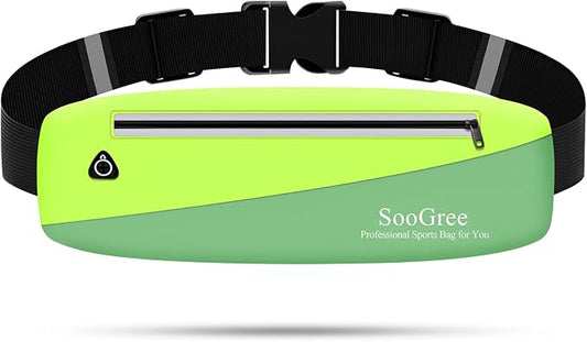 SooGree Slim Fanny Packs for Women Men,Waterproof Waist Pack with Reflective Strip Adjustable Strap,Running Belt for Sports Workout Cycling Hiking, Casual Hands-Free Wallets Phone Bag