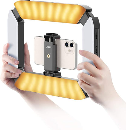 Smartphone Video Rig ULANZI U200 Camera Video Rig Phone Video Stabilizer LED Ring Light Selfie Light for Smartphone, Action Camera, YouTube, Vlogging, Filmmaking, Makeup