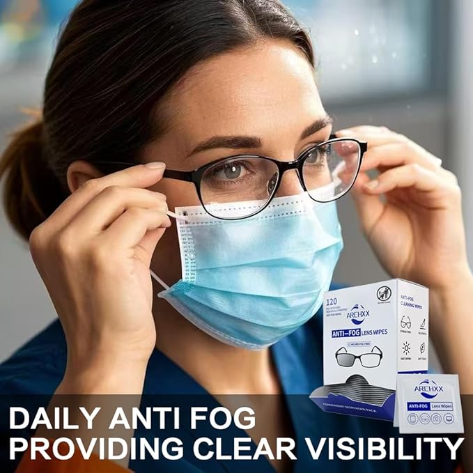 ARCHXX Anti Fog Wipes for Glasses, 240 Count,Pre-Moistened Cleaning Wipes, Lens Cleaner Wipe for Eyeglasses,Sunglasses,Goggles,Screen,Phone,Individually Wrapped Eye Glasses Cleaner