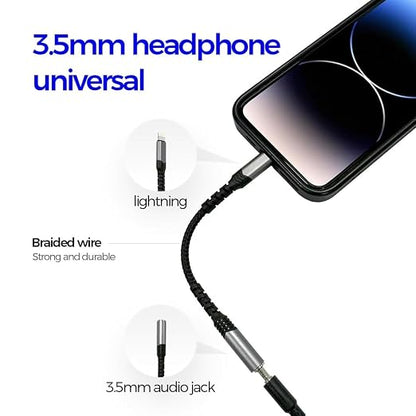 5-in-1 Adapter Kit - USB Multi Charging Cable Converter C to Lightning / 3.5- to Lightning - 480Mbps Data Transfer - SIM Ejector & Port Cleaning Brush | Universal Device Compatibility