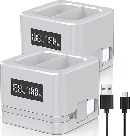 2 Pack Upgraded,Ring Batteries Charger,A Charger Compatible with Ring Batteries,LED Digital Display,Dual Charging,for Ring Doorbell Camera 2/3/4,3Plus,Ring Spotlight Camera and Stick Up Cam