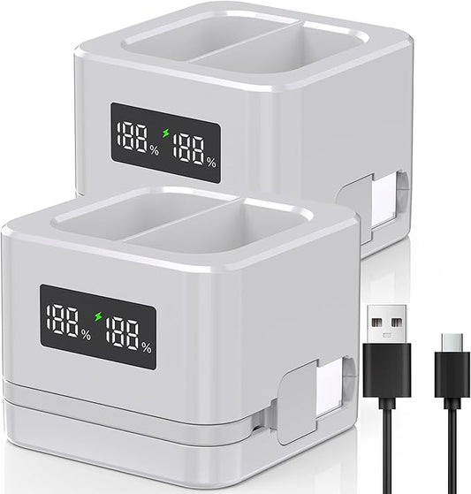 2 Pack Upgraded,Ring Batteries Charger,A Charger Compatible with Ring Batteries,LED Digital Display,Dual Charging,for Ring Doorbell Camera 2/3/4,3Plus,Ring Spotlight Camera and Stick Up Cam