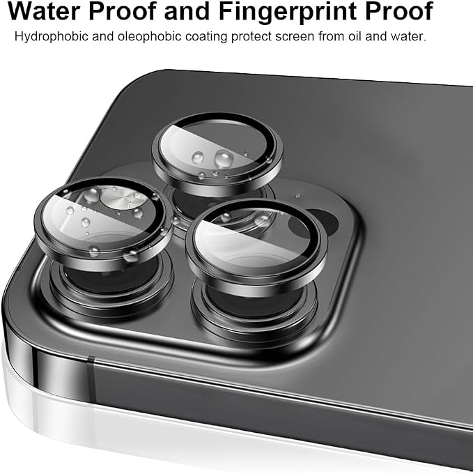 for iPhone 16 Pro/iPhone 16 Pro Max Camera Lens Protector Anti-Scratch Lens Cover, 9H+ Tempered Glass Camera Screen Protector, HD View w/Night Shoot, Shatterproof, Black Titanium