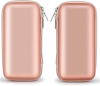 iMangoo Travel Essential Electronics Organizer Pouch Charger Case, Shockproof Dual Zipper Power Bank Cables Tech Accessories Purse, Men & Women Travel Must Have Storage Bag, 6.5x3.2x1 inch Rose Gold