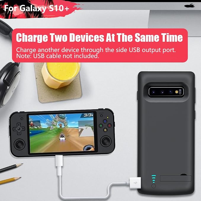 New Version Battery Case for Samsung Galaxy S10+ Plus, 6000mAh Rechargeable Extended Battery Charging Charger Case, Add 1.5X Extra Juice (6.4 Inches) Black