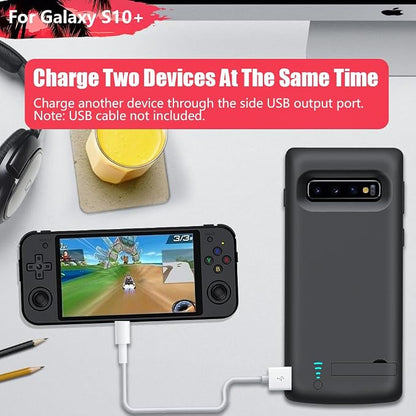 New Version Battery Case for Samsung Galaxy S10+ Plus, 6000mAh Rechargeable Extended Battery Charging Charger Case, Add 1.5X Extra Juice (6.4 Inches) Black