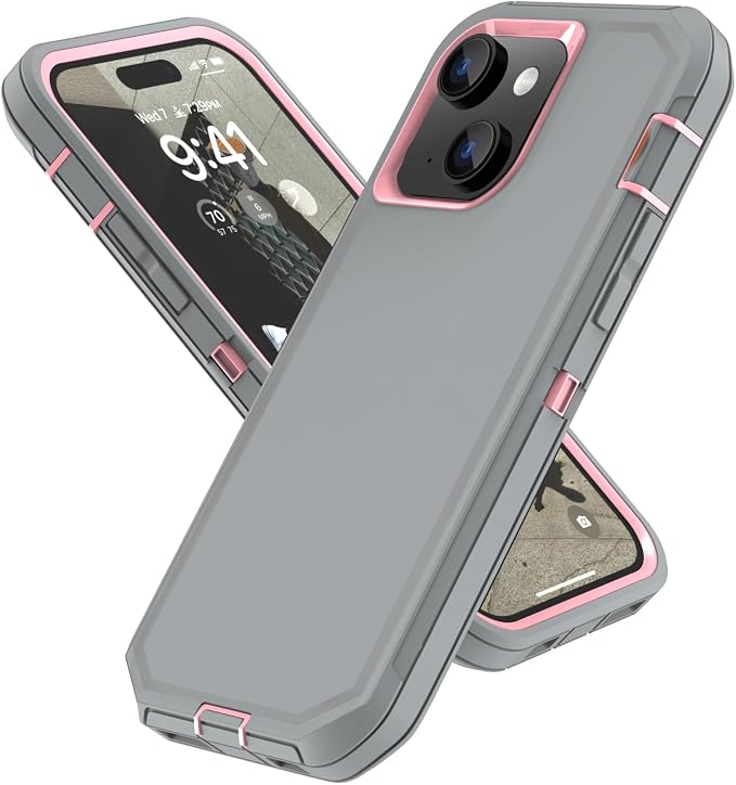 Sansunto for iPhone 13 Case, Phone Case for 15 & 14, Protective Heavy Duty Shockproof 3 in 1 Silicone Rubber Cover, Rugged Hybrid Durable Phone Case for iPhone 6e in 6.1 Inch