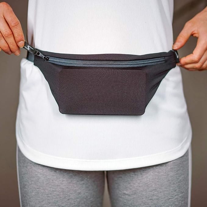 Sprigs Fit Belt 1 Pocket Slim Fanny Pack for Women & Men, A Sweat Resistant Waist Pack That Can Be Hidden. Money Belt and Fanny Pack Used for Fitness, Travel, Working Out, & Running
