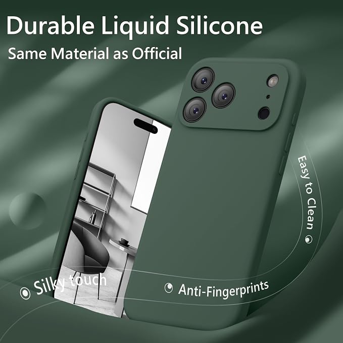 FireNova Magnetic for iPhone 17 Pro Max Case, Compatible with MagSafe, [Integrated Silicone Camera Control Button] [Camera Protection] Anti-Scratch Microfiber Lining Phone Case, 6.9", Alpine Green