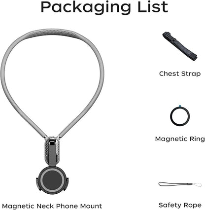 FUNSNAP Magnetic Neck Mount for Phones, POV Phone Holder Hand Free Chest Stand Video Recording Vlog for iPhone 17 16 15 14 13 Android Phones