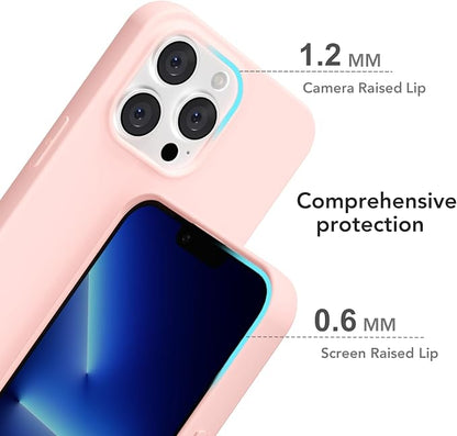 for iPhone 13 Pro Max Case Silicone Compatible with Magsafe Case, Ultra Slim Thin Magnetic Phone Cases Mag Safe, Cute Soft Rubber Gel Matte Plain Wireless Charging Cover for Women, Light Pink