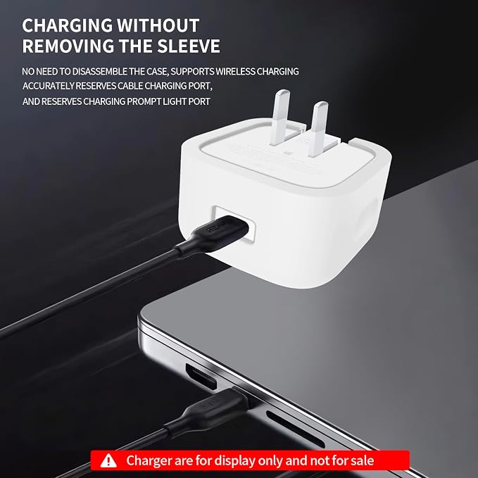 Soft Silicone Charger Case Protective Cover Compatible with Apple 40W Dynamic Power Adapter (60W Max) for MacBook Air13/15 M5 A3449 A3448&iPhone Series, Shockproof 40W Charger Protector, White