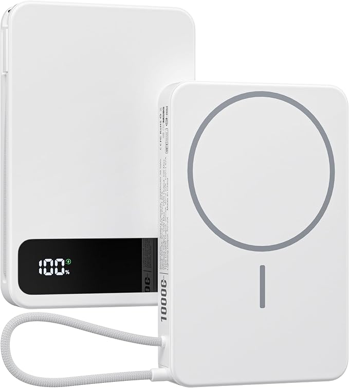 Magnetic Power Bank, 10,000mAh Wireless Portable Charger for Mag-Safe 15W Fast Charging, Battery Pack with USB-C Cable 20W in/Out for iPhone Air/17/16/15/14/13/12/Plus/Pro/Pro Max, AirPods & More
