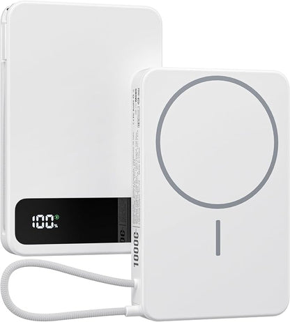 Magnetic Power Bank, 10,000mAh Wireless Portable Charger for Mag-Safe 15W Fast Charging, Battery Pack with USB-C Cable 20W in/Out for iPhone Air/17/16/15/14/13/12/Plus/Pro/Pro Max, AirPods & More