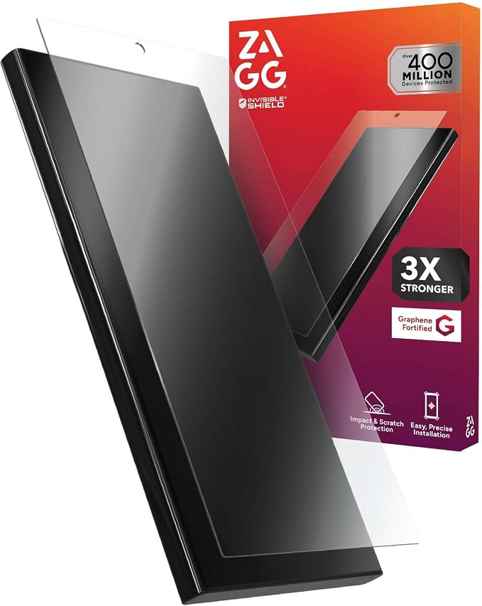 ZAGG Glass+ Samsung Galaxy S25 Ultra Screen Protector – Extreme Impact & Shatter Protection, Scratch-Resistant, Smudge-Resistant, Fingerprint Scanner Compatible, InvisibleShield, Easy Installation