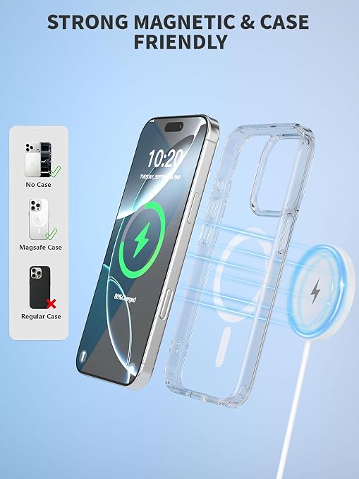 Magnetic Wireless Charger 10FT Fast Apple Mag-Safe Charger Magnet Charging Pad iPhone Mag Safe Charging for iPhone 17Pro Max/16 Pro Max/16Pro/16/iPhone 15Pro Max/15 Plus/14/13/12/AirPods 3/2/Pro/Pro 2