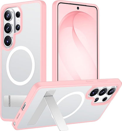 Magnetic for Samsung Galaxy S26 Ultra Case, [Innovate Stand][Military Grade Drop Protection][Non Slip][Translucent Matte] Shockproof Phone Case for Galaxy S26 Ultra 2026 -Pink