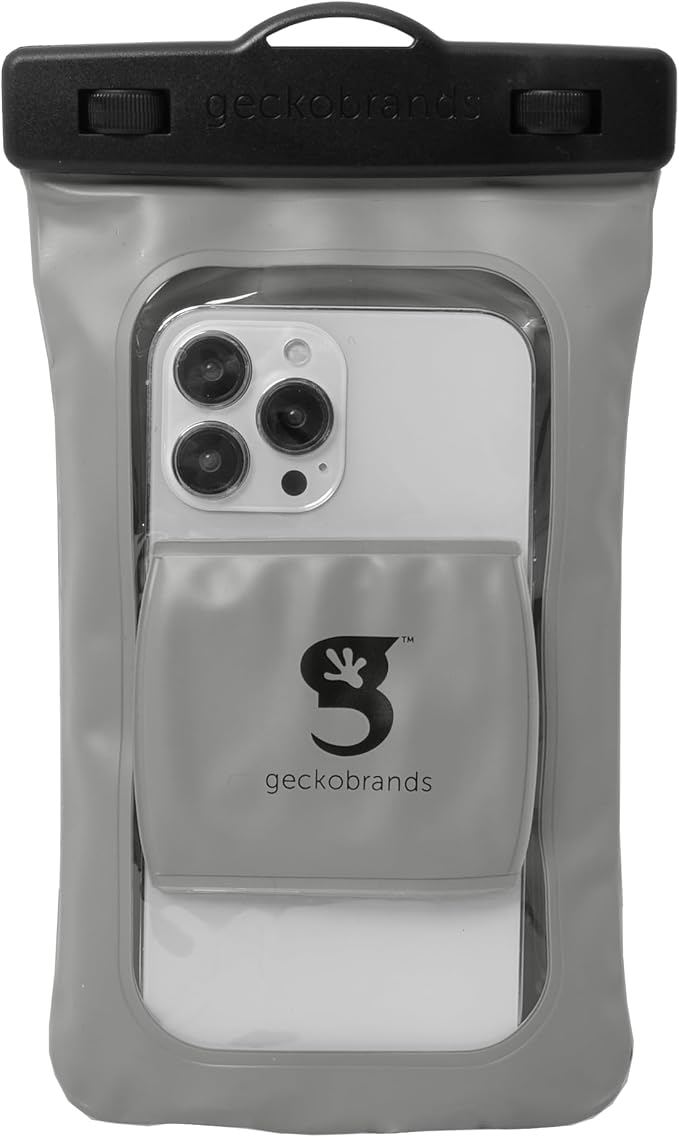 geckobrands Float Phone Dry Bag with Arm Band - Floating Watertight Dry Bag Phone Pouch, Fits Most iPhone and Samsung Galaxy Models Gray